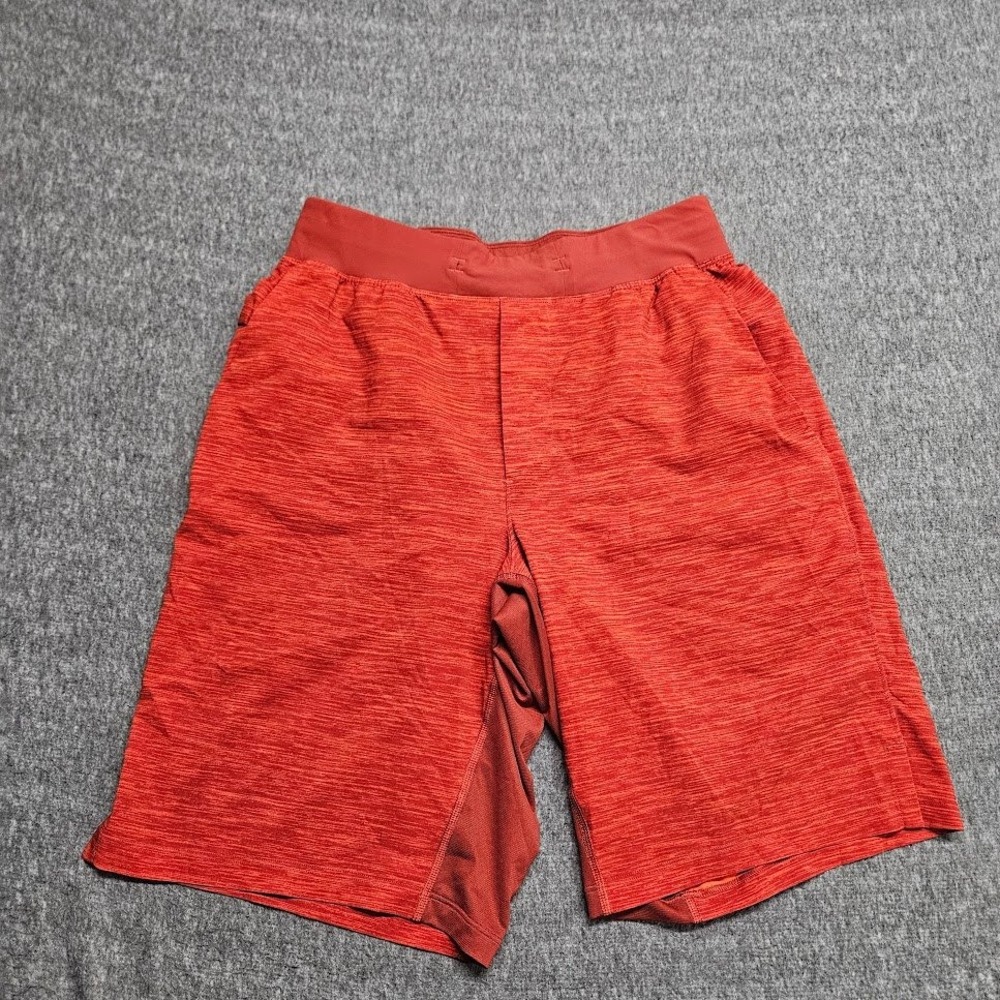 Lululemon T.H.E. Short Mens Small Red Space Dye Heathered 10 Inch Linerless - Picture 2 of 10